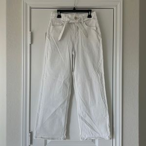 JEN7 White Wide Leg Cropped Jeans